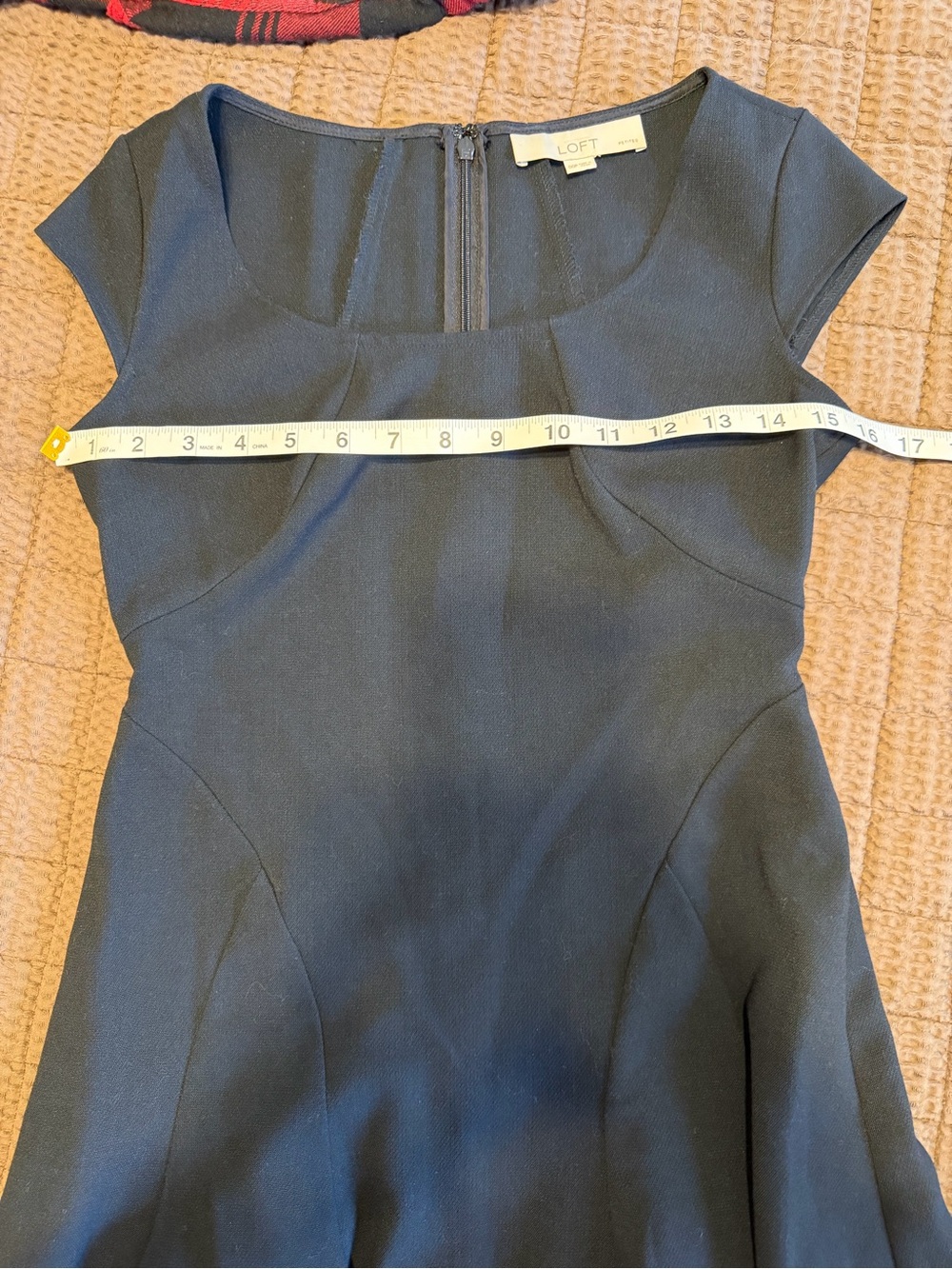 LOFT Navy Fit Flare Dress Women 00P XXS Petite Cap Sleeve Princess Seam Mini - Picture 6 of 8